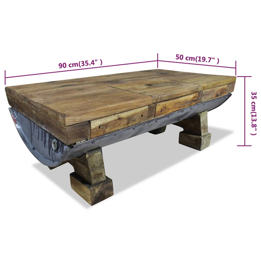 Coffee table, 90x50x35 cm, mixed recycled wood