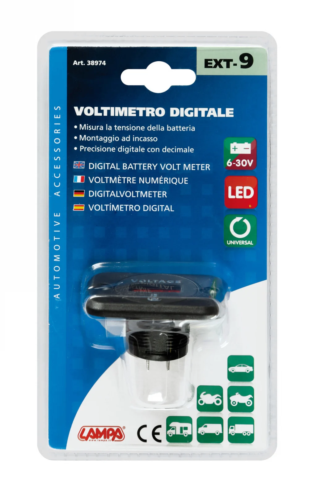 Digital battery voltmeter Ext-9 - 630V