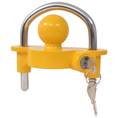 Trailer Lock with 2 Keys Steel and Aluminum Alloy Yellow