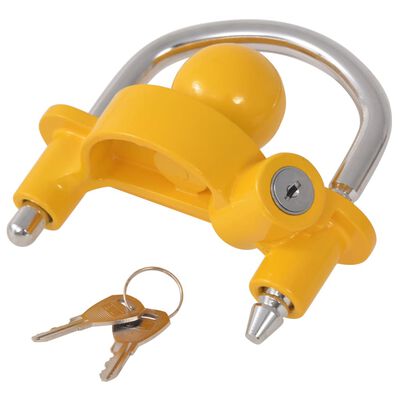 Trailer Lock with 2 Keys Steel and Aluminum Alloy Yellow