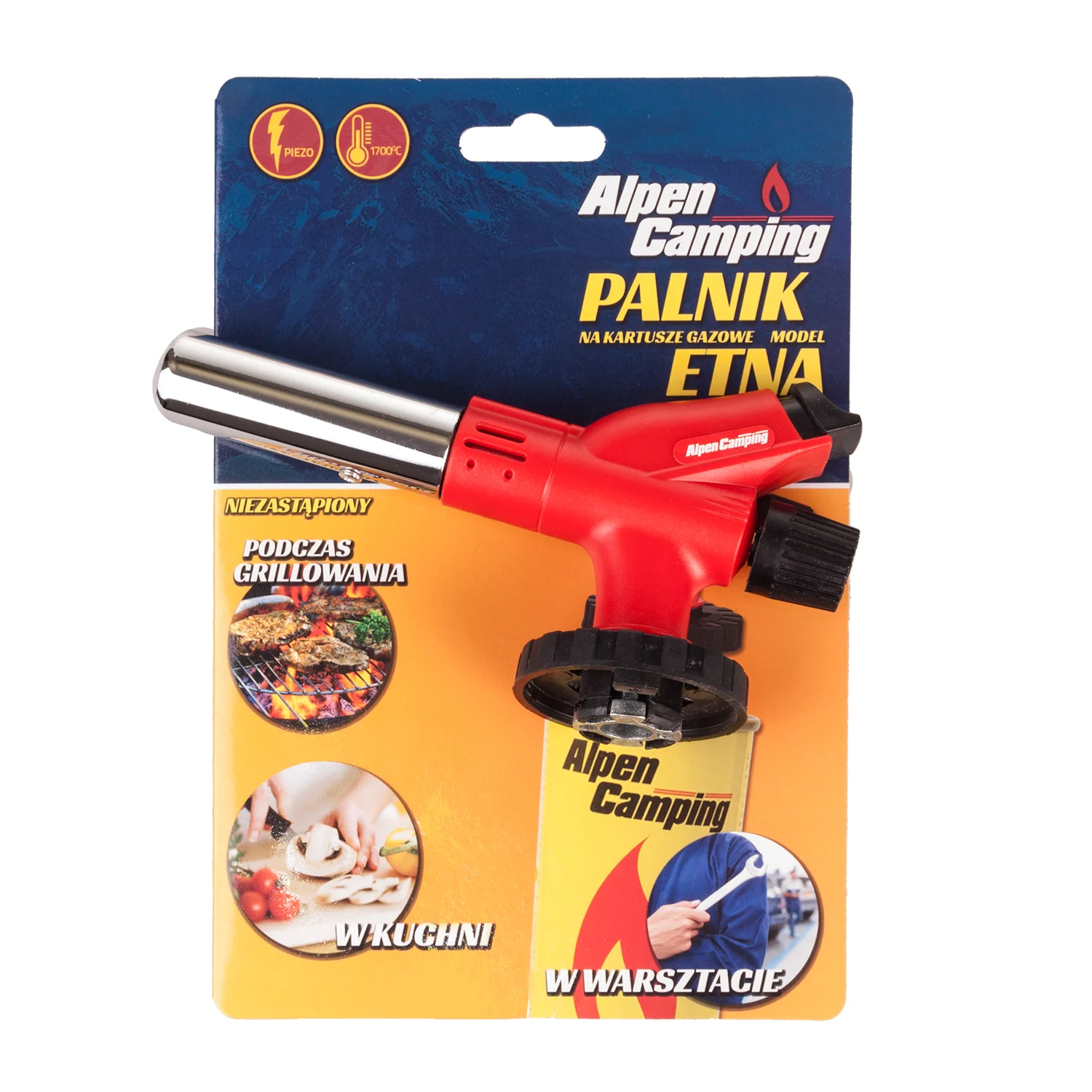 Cartridge burner, Etna Alpen Camping, red, flame temperature 1700 °C