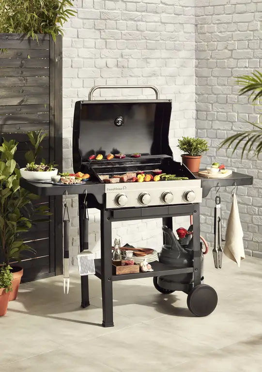 Gas grill, steel, black, 144 x 63 x 106 cm • GoodHome Tippah 4