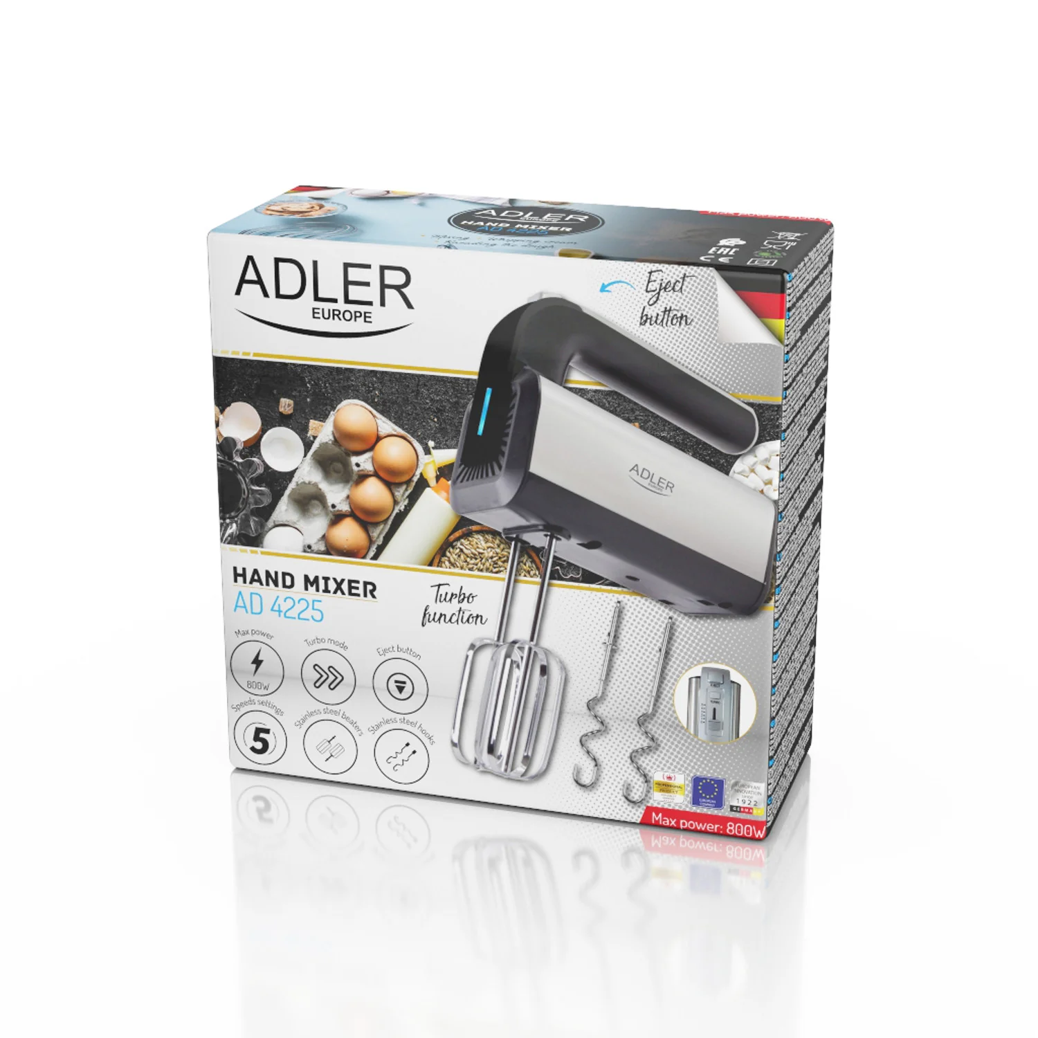 Adler hand mixer, 5 speeds, 800 W, Turbo function, AD 4225