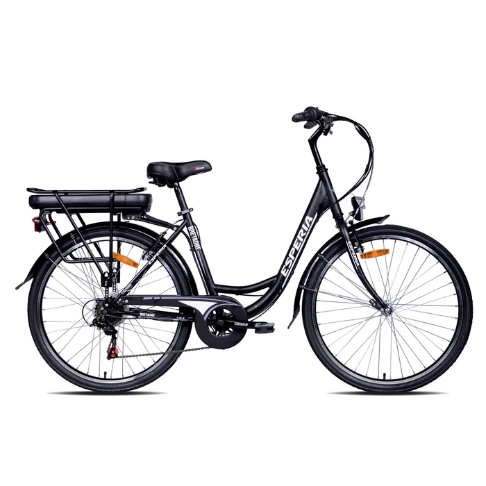 Electric Bicycle, Bretagne Esperia Li-ion 77902, 26 inch, 6 speeds, Shimano TZ50, steel frame, black