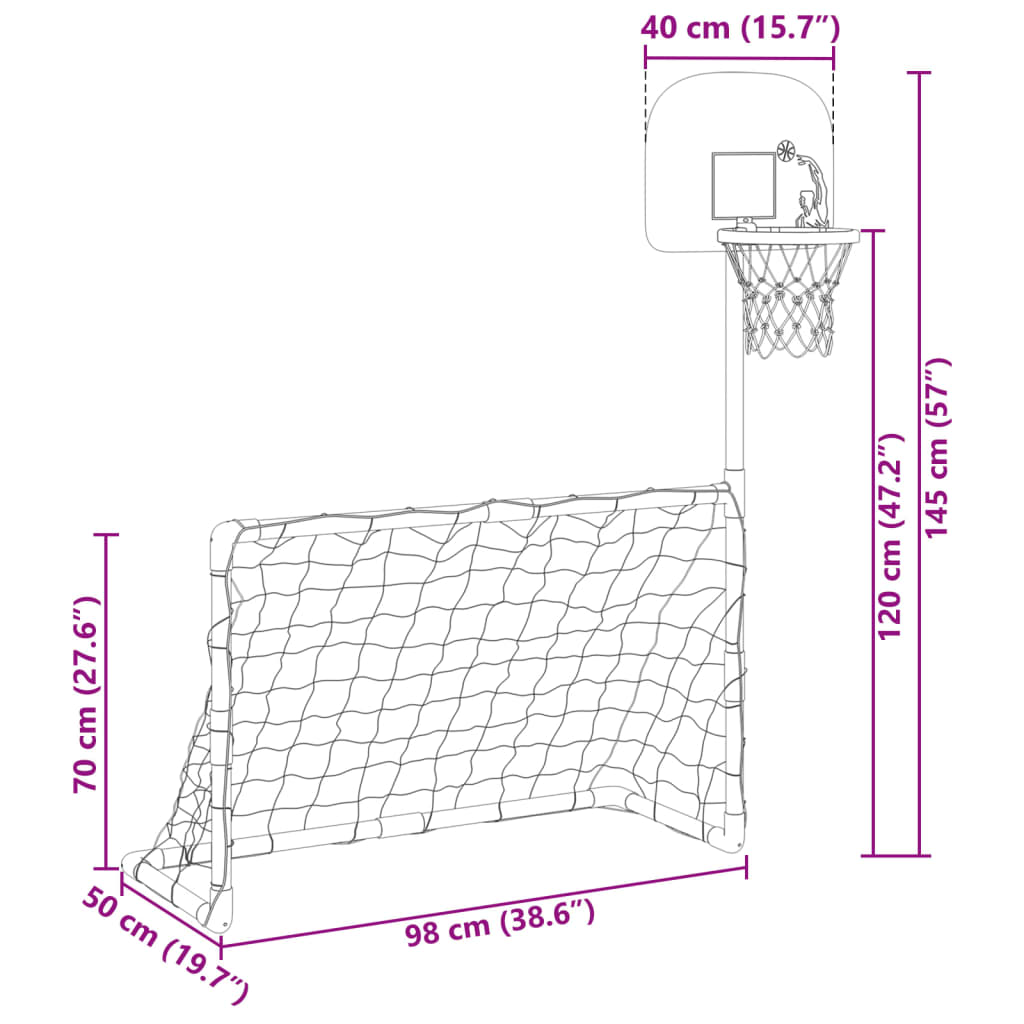 Children's Soccer and Basketball Set with Balls, 98x50x70 cm