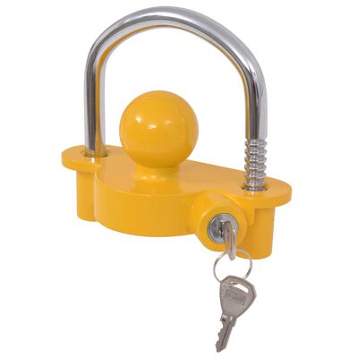 Trailer Lock with 2 Keys Steel and Aluminum Alloy Yellow