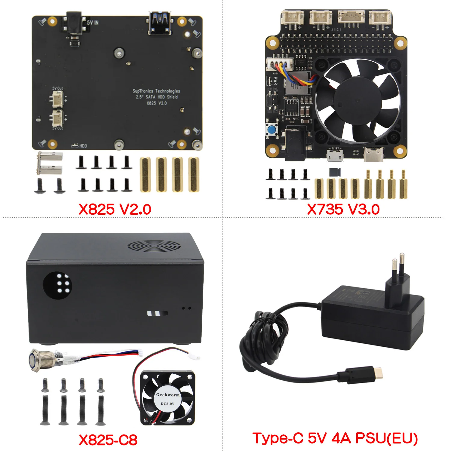 Kit Raspberry PI 4 model B 8 GB Combo card 128 GB with SATA 2.5 HDDSSD integration