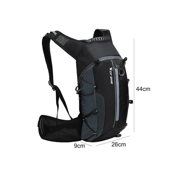 Backpack for bike West Biking, nylon, black + grey, 44 x 26 x 9 cm