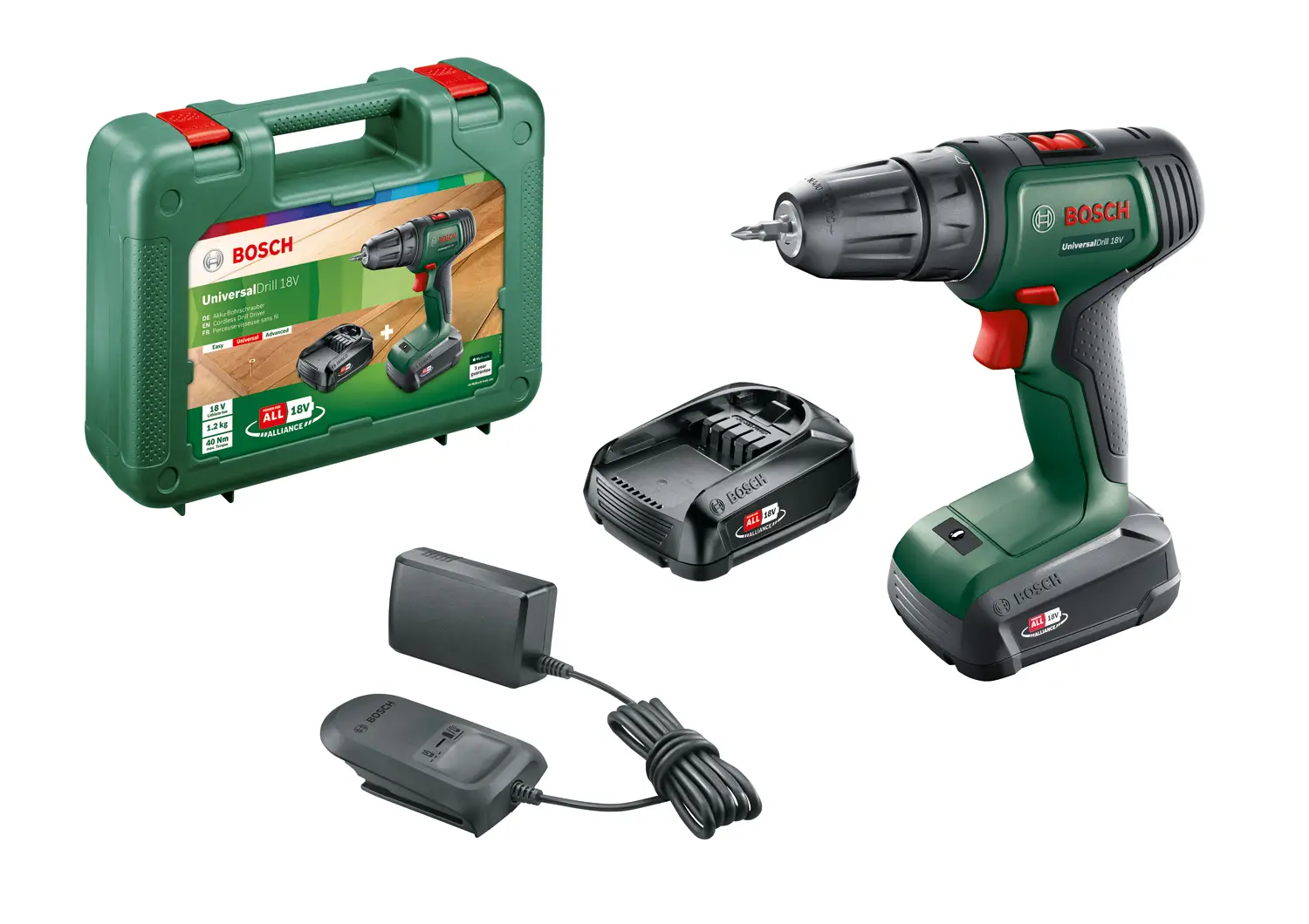 Drilling and screwing machine, with battery, 1.5 Ah, 40 Nm • Bosch