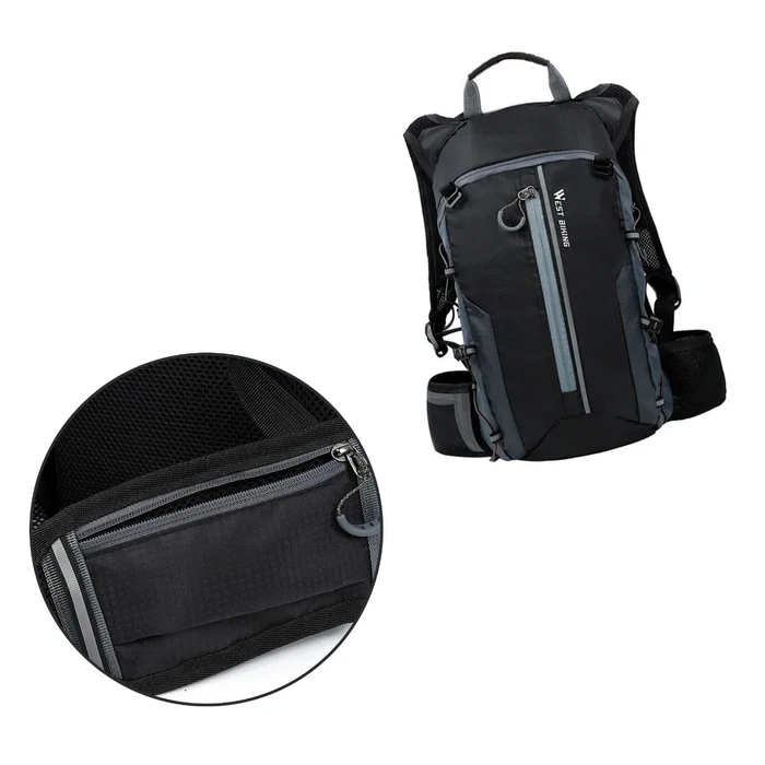 Backpack for bike West Biking, nylon, black + grey, 44 x 26 x 9 cm