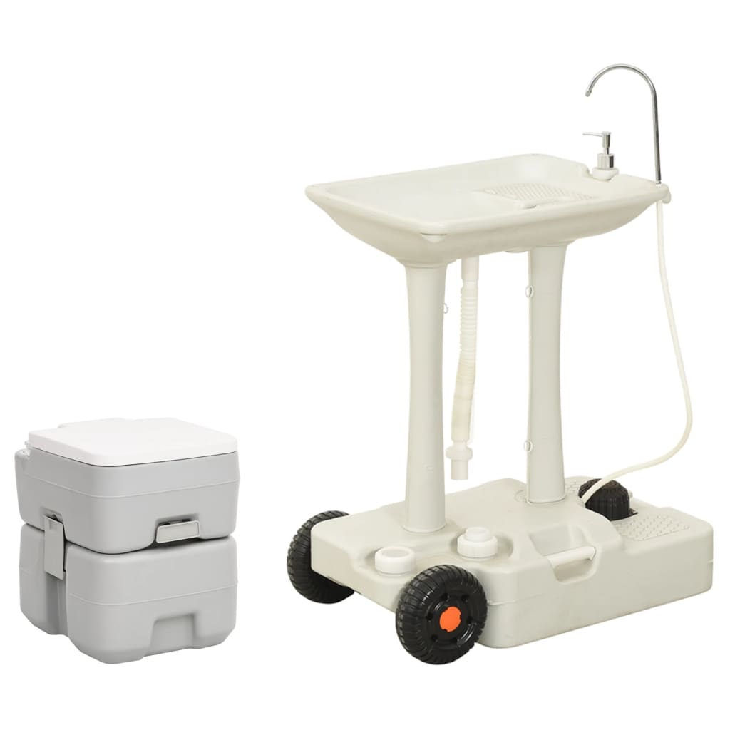 Portable toilet and sink set for camping