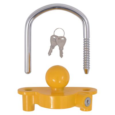 Trailer Lock with 2 Keys Steel and Aluminum Alloy Yellow